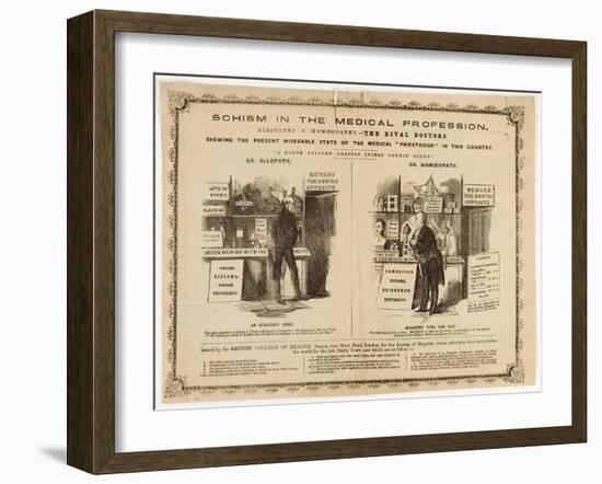 Homeopathy vs. Allopathy, Caricature, 1800s-Science Source-Framed Giclee Print