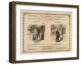 Homeopathy vs. Allopathy, Caricature, 1800s-Science Source-Framed Giclee Print