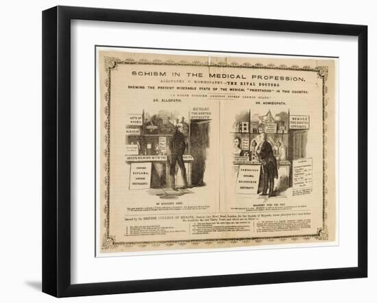 Homeopathy vs. Allopathy, Caricature, 1800s-Science Source-Framed Giclee Print