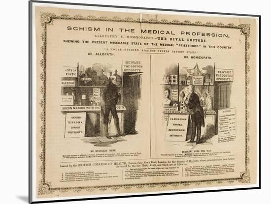 Homeopathy vs. Allopathy, Caricature, 1800s-Science Source-Mounted Giclee Print