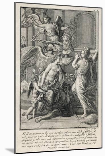Homer Blind Greek Poet: Angels Celebrate His Iliad and Odyssey-null-Mounted Art Print