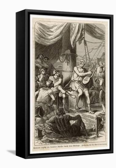 Homer Blind Greek Poet Singing to Sailors-P. Phillipoteaux-Framed Stretched Canvas