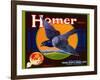 Homer Pigeon Label-null-Framed Art Print