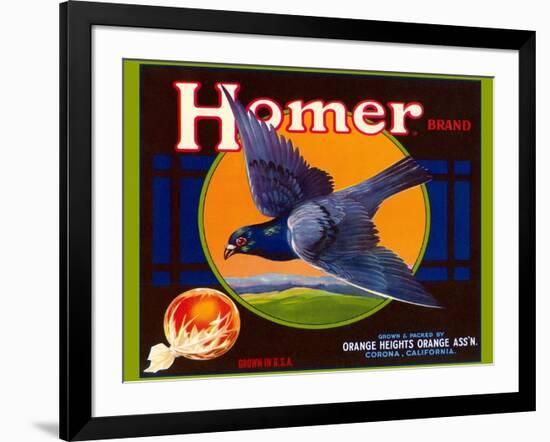 Homer Pigeon Label-null-Framed Art Print