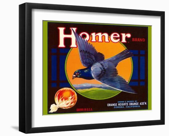 Homer Pigeon Label-null-Framed Art Print