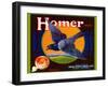 Homer Pigeon Label-null-Framed Art Print