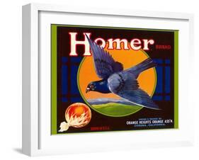 Homer Pigeon Label-null-Framed Art Print