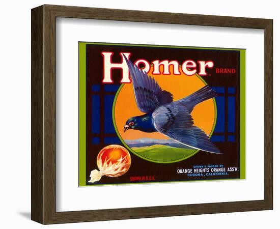 Homer Pigeon Label-null-Framed Art Print