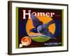 Homer Pigeon Label-null-Framed Art Print