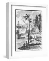 Homes along River in Early New York-null-Framed Giclee Print