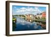 Homes line a canal in Kilkenny, County Kilkenny, Leinster, Republic of Ireland, Europe-Logan Brown-Framed Photographic Print