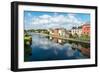 Homes line a canal in Kilkenny, County Kilkenny, Leinster, Republic of Ireland, Europe-Logan Brown-Framed Photographic Print