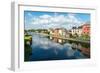 Homes line a canal in Kilkenny, County Kilkenny, Leinster, Republic of Ireland, Europe-Logan Brown-Framed Photographic Print