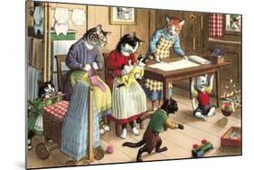 Homeschooling Crazy Cats-null-Mounted Art Print