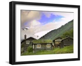 Homestead from Lom across Mt. Sognefjellet, Norway-Russell Young-Framed Premium Photographic Print