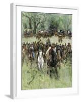 Homesteaders' Charge at the Start Signal, Western Oklahoma Land Rush, 1891-null-Framed Giclee Print