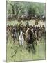 Homesteaders' Charge at the Start Signal, Western Oklahoma Land Rush, 1891-null-Mounted Giclee Print