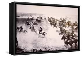 Homesteaders Rushing into the Cherokee Strip, 16th September 1893 (B/W Photo)-American Photographer-Framed Stretched Canvas