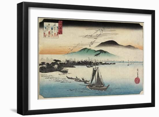 Homing Geese at Katada, C. 1834-Utagawa Hiroshige-Framed Giclee Print