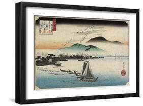 Homing Geese at Katada, C. 1834-Utagawa Hiroshige-Framed Giclee Print