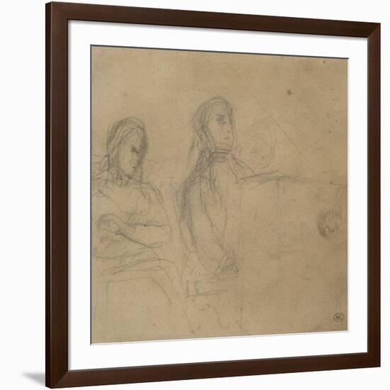 Homme assis devant un piano, une femme à ses côtés; étude pour George Sand et Chopin-Eugene Delacroix-Framed Giclee Print