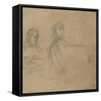 Homme assis devant un piano, une femme à ses côtés; étude pour George Sand et Chopin-Eugene Delacroix-Framed Stretched Canvas