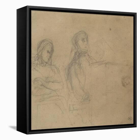 Homme assis devant un piano, une femme à ses côtés; étude pour George Sand et Chopin-Eugene Delacroix-Framed Stretched Canvas