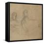 Homme assis devant un piano, une femme à ses côtés; étude pour George Sand et Chopin-Eugene Delacroix-Framed Stretched Canvas