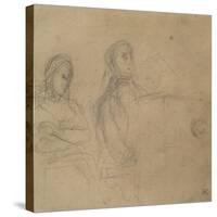 Homme assis devant un piano, une femme à ses côtés; étude pour George Sand et Chopin-Eugene Delacroix-Stretched Canvas