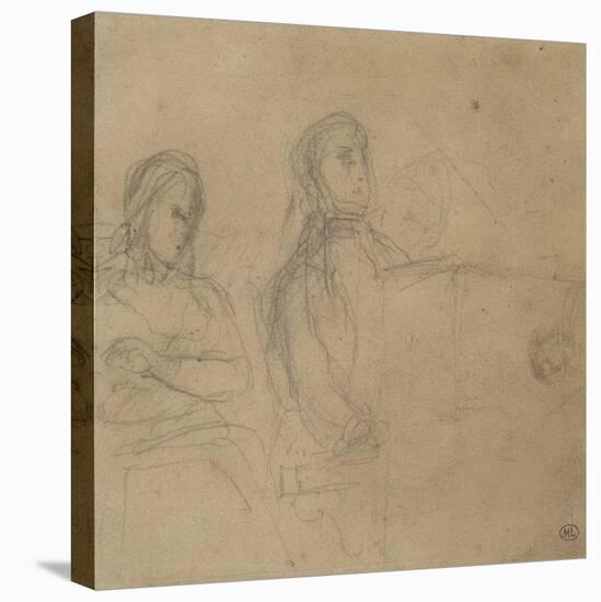 Homme assis devant un piano, une femme à ses côtés; étude pour George Sand et Chopin-Eugene Delacroix-Stretched Canvas