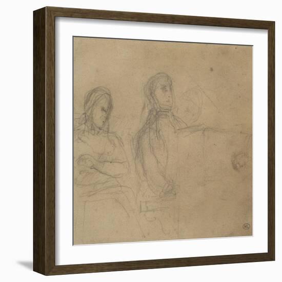 Homme assis devant un piano, une femme à ses côtés; étude pour George Sand et Chopin-Eugene Delacroix-Framed Giclee Print