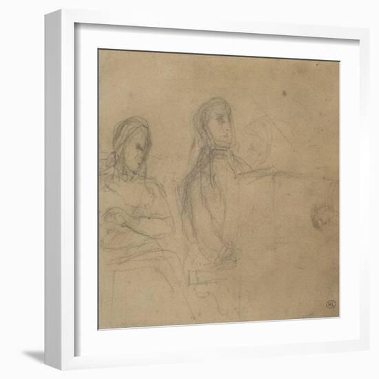 Homme assis devant un piano, une femme à ses côtés; étude pour George Sand et Chopin-Eugene Delacroix-Framed Giclee Print