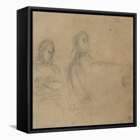 Homme assis devant un piano, une femme à ses côtés; étude pour George Sand et Chopin-Eugene Delacroix-Framed Stretched Canvas