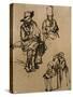 Homme assis, homme en buste coiffé d'un bonnet, et deux enfants-Rembrandt van Rijn-Stretched Canvas