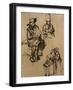 Homme assis, homme en buste coiffé d'un bonnet, et deux enfants-Rembrandt van Rijn-Framed Giclee Print