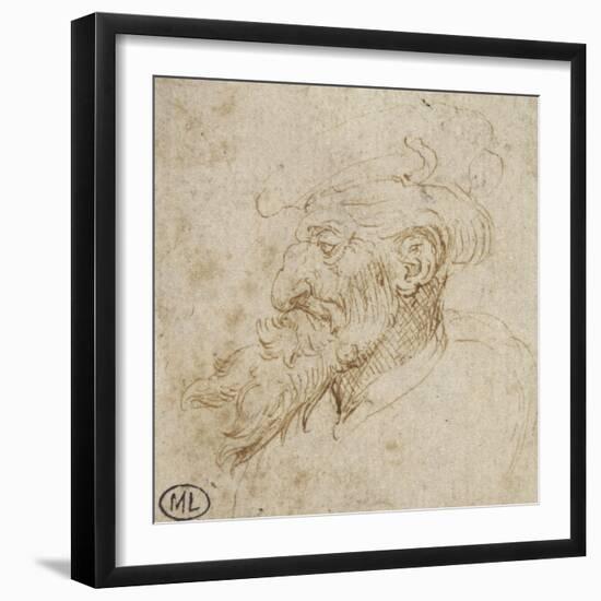 Homme barbu et au nez courbé-Leonardo da Vinci-Framed Giclee Print