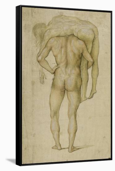 Homme nu avec un cadavre sur les épaules-Luca Signorelli-Framed Stretched Canvas