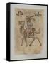 Homme sur son chameau, au dessus du dessin, inscription en Kûfique ornemental : "Maître d'une-null-Framed Stretched Canvas