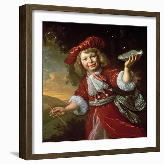 Homo Bulla: a Boy Blowing Bubbles, C.1665-Bartolomeus Van Der Helst-Framed Giclee Print