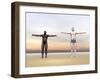 Homo Erectus Man Next to Modern Human Being-null-Framed Art Print