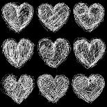 Hearts Chalkboard, Love Background and Texture-homobibens-Art Print