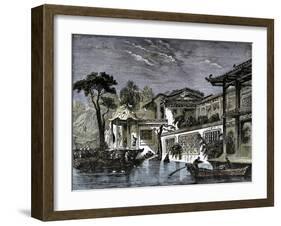 Honan Canal Canton China. 1858-null-Framed Giclee Print