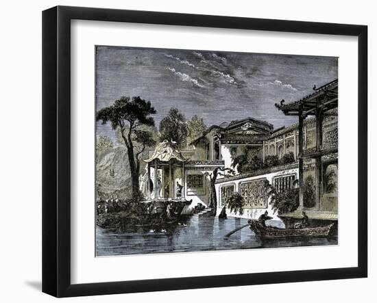 Honan Canal Canton China. 1858-null-Framed Giclee Print