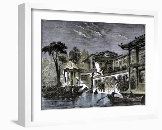 Honan Canal Canton China. 1858-null-Framed Giclee Print