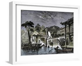 Honan Canal Canton China. 1858-null-Framed Giclee Print