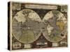 Hondius map of the World 1595-Vintage Lavoie-Stretched Canvas