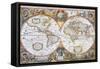 Hondius' World Map, 1630-Science Source-Framed Stretched Canvas