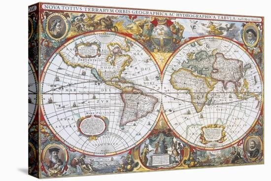 Hondius' World Map, 1630-Science Source-Stretched Canvas