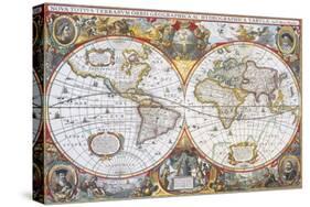 Hondius' World Map, 1630-Science Source-Stretched Canvas