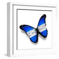 Honduras Flag Butterfly, Isolated On White-suns_luck-Framed Art Print